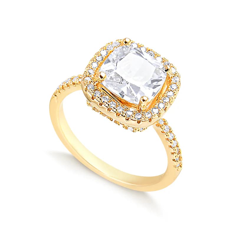 Anel Solitário Zircônia Antique Cravada Em Volta 8mm